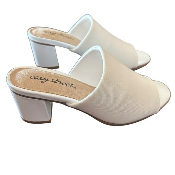 Easy Street Carmella Stretch Block Heeled Mule Open Toe NEW Size 6 WIDE - Picture 3 of 11